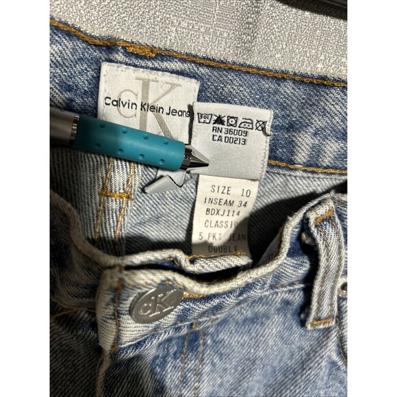 Calvin Klein VTG 90's Women's Double Stonewash Jean SZ 10 Inseam Union Lightwash - Picture 4 of 12